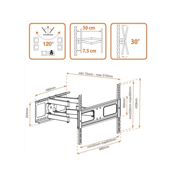 Metronic 451068 TV mount 177,8 cm (70") Nero - EUROBABYLON