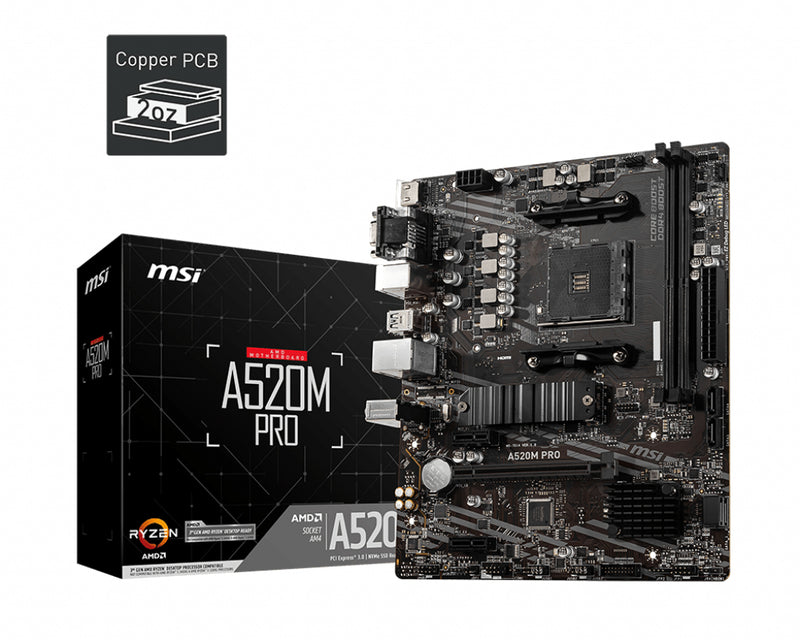 MSI A520M PRO AMD A520 Presa AM4 micro ATX