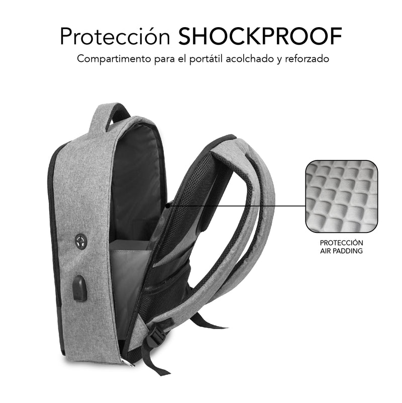 SUBBLIM MOCHILA SECURE V2 AP ANTIROBO 16'' GRIS borsa per notebook 40,6 cm (16") Zaino Nero, Grigio