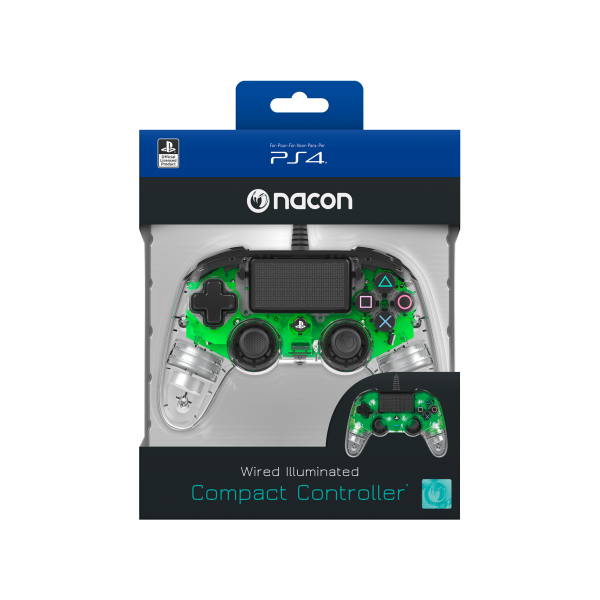 NACON PS4OFCPADCLGREEN periferica di gioco Gamepad PlayStation 4 Analogico/Digitale Verde, Trasparente