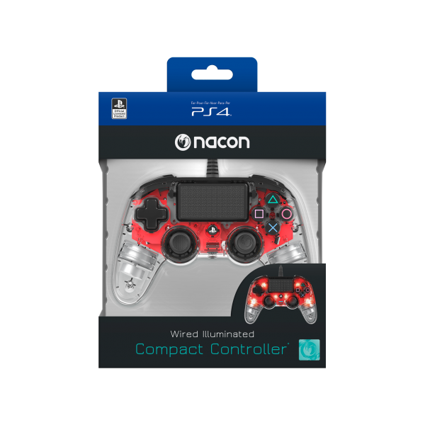 NACON PS4OFCPADCLRED periferica di gioco Gamepad PlayStation 4 Analogico/Digitale Rosso, Trasparente