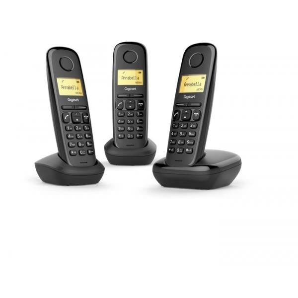 Gigaset A170 Trio Analog/DECT telephone Identificatore di chiamata Nero