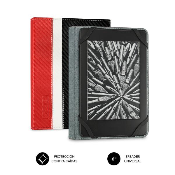 SUBBLIM SUB-CUE-1EC002 custodia per e-book reader Custodia a libro Nero, Rosso, Bianco 15,2 cm (6")