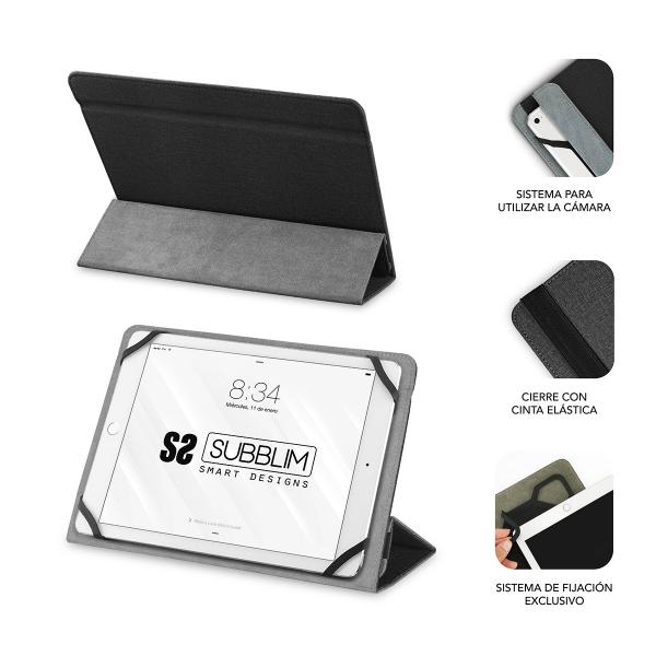 SUBBLIM SUB-CUT-2FC001 custodia per tablet 25,6 cm (10.1") Custodia a libro Nero - EUROBABYLON