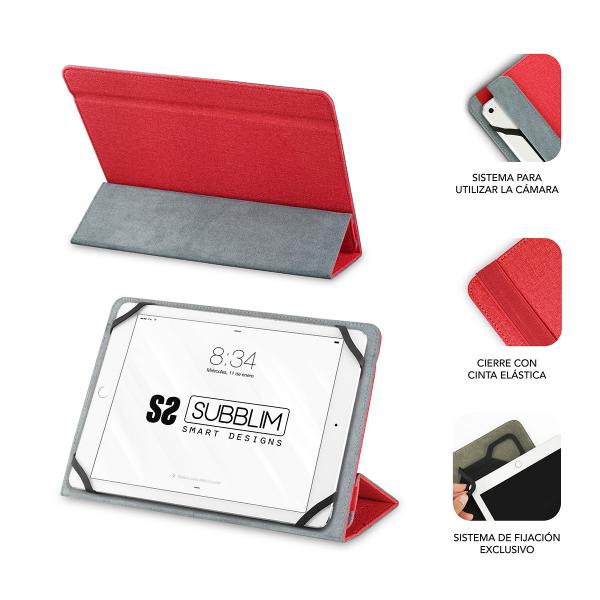 SUBBLIM SUB-CUT-2FC002 custodia per tablet 25,6 cm (10.1") Custodia a libro Rosso