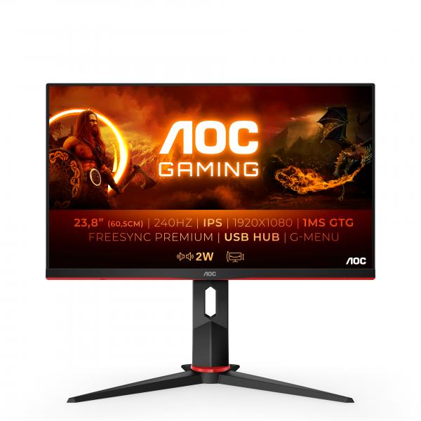 AOC G2 24G2ZU/BK LED display 60,5 cm (23.8") 1920 x 1080 Pixel Full HD Nero, Rosso - EUROBABYLON