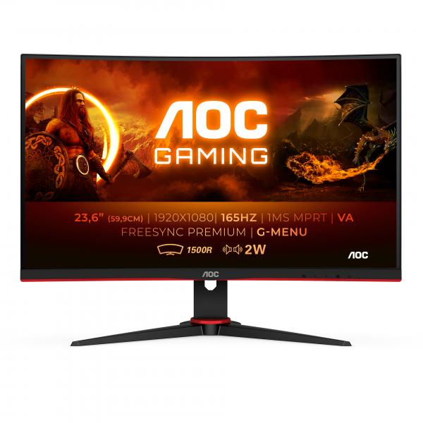 AOC G2 C24G2AE/BK Monitor PC 59,9 cm (23.6") 1920 x 1080 Pixel Full HD LED Nero, Rosso - EUROBABYLON