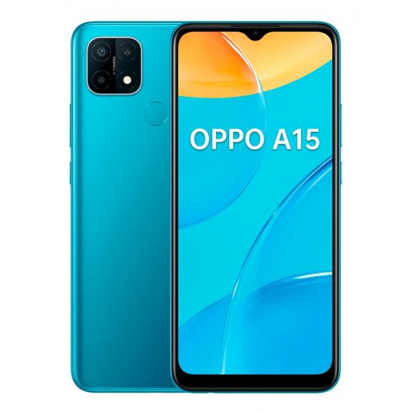 OPPO A15 Smartphone, 179g, Display 6.52" HD+ LCD, 3 Fotocamere 13MP, RAM 3GB + ROM 32GB Espandibile, Batteria 4230mAh, Ricarica Rapida, Dual Sim, [Versione Italiana], Mistery Blue