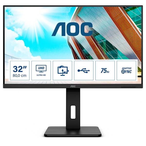 AOC P2 U32P2 Monitor PC 80 cm (31.5") 3840 x 2160 Pixel 4K Ultra HD LED Nero - EUROBABYLON