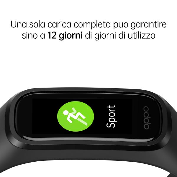 OPPO Band Sport Tracker Smartwatch con Display AMOLED a Colori 1.1'' 5ATM Carica Magnetica, Impermeabile 50m, Pedometro Fitness Cinturino Cardiofrequenzimetro, Versione Italia, Colore Black - EUROBABYLON