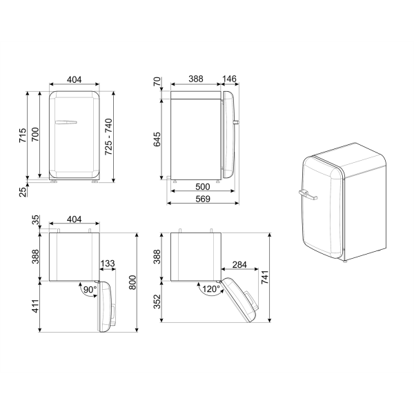 Smeg 50's Style frigorifero Libera installazione 34 L D Bianco