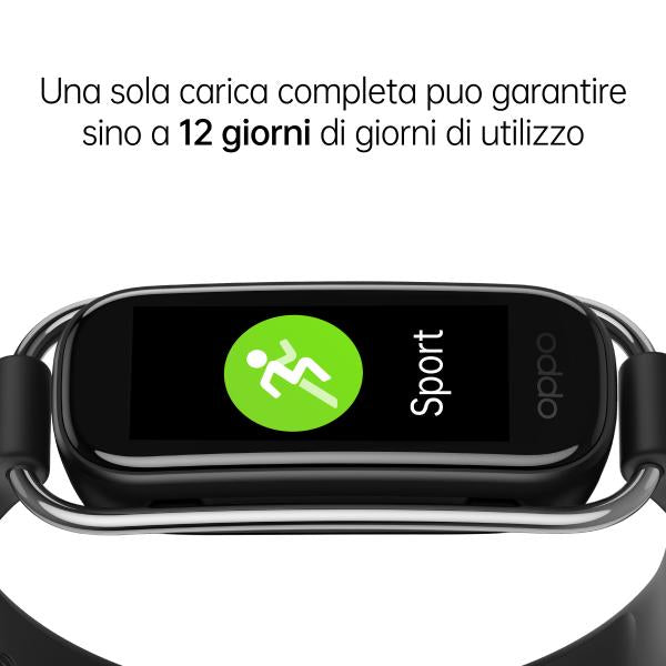 OPPO Band Style Tracker Smartwatch con Schermo AMOLED a Colori 1.1'' 5ATM Carica Magnetica, Impermeabile 50m, Pedometro Fitness 2 Cinturini Cardiofrequenzimetro [Versione Italia], Colore Black - EUROBABYLON