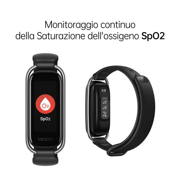 OPPO Band Style Tracker Smartwatch con Schermo AMOLED a Colori 1.1'' 5ATM Carica Magnetica, Impermeabile 50m, Pedometro Fitness 2 Cinturini Cardiofrequenzimetro [Versione Italia], Colore Black - EUROBABYLON