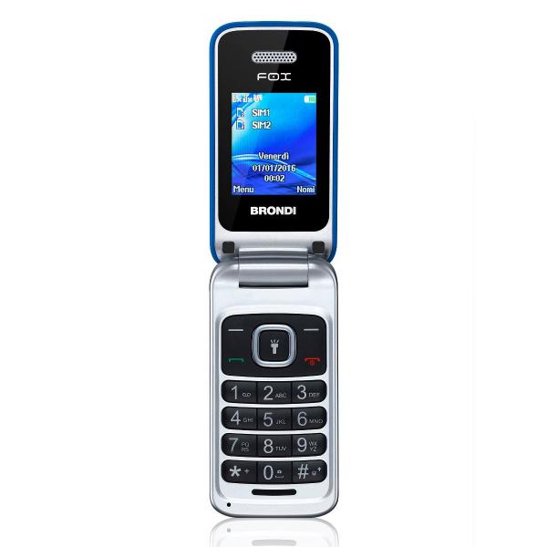 Brondi Fox 4.5 cm (1.77") 74 g Blue, Silver Basic mobile phone