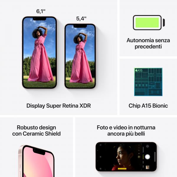 Apple iPhone 13 15,5 cm (6.1") Doppia SIM iOS 15 5G 512 GB Rosa