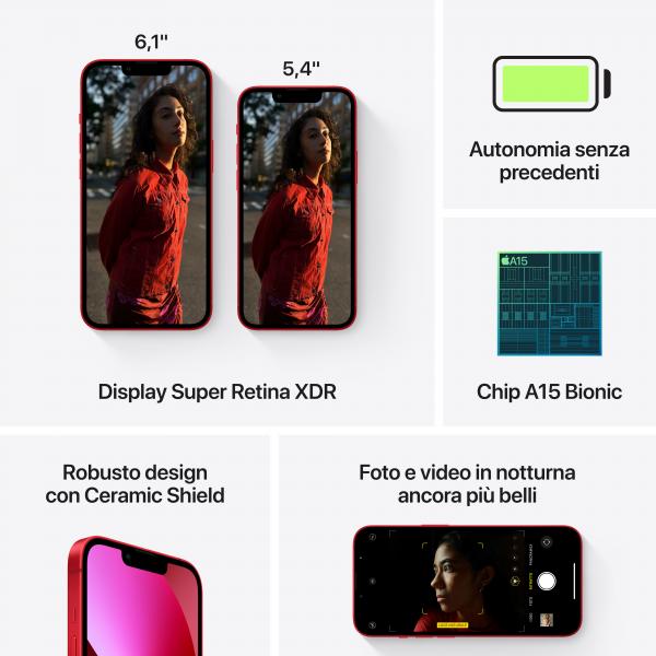 Apple iPhone 13 15,5 cm (6.1") Doppia SIM iOS 15 5G 512 GB Rosso - EUROBABYLON