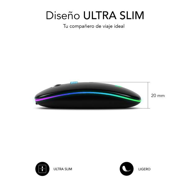 SUBBLIM SUBMO-LDFLAT1 mouse Ambidestro RF Wireless + Bluetooth + USB Type-A Ottico 1600 DPI