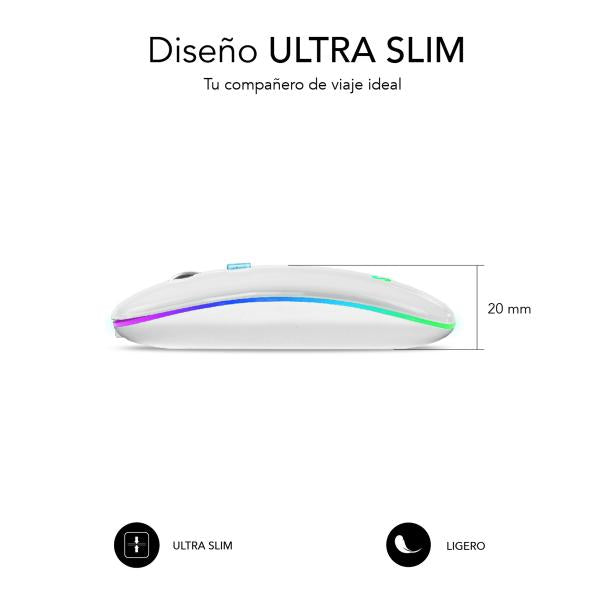 SUBBLIM SUBMO-LDFLAT2 mouse Ambidestro RF Wireless + Bluetooth + USB Type-A Ottico 1600 DPI