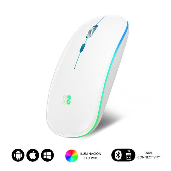 SUBBLIM SUBMO-LDFLAT2 mouse Ambidestro RF Wireless + Bluetooth + USB Type-A Ottico 1600 DPI