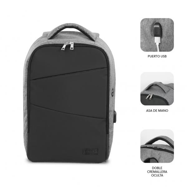 SUBBLIM MOCHILA SECURE V2 AP ANTIROBO 16'' GRIS borsa per notebook 40,6 cm (16") Zaino Nero, Grigio