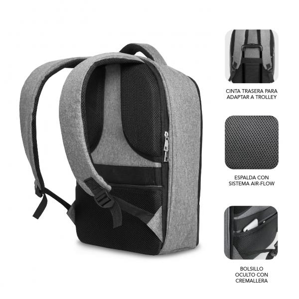 SUBBLIM MOCHILA SECURE V2 AP ANTIROBO 16'' GRIS borsa per notebook 40,6 cm (16") Zaino Nero, Grigio