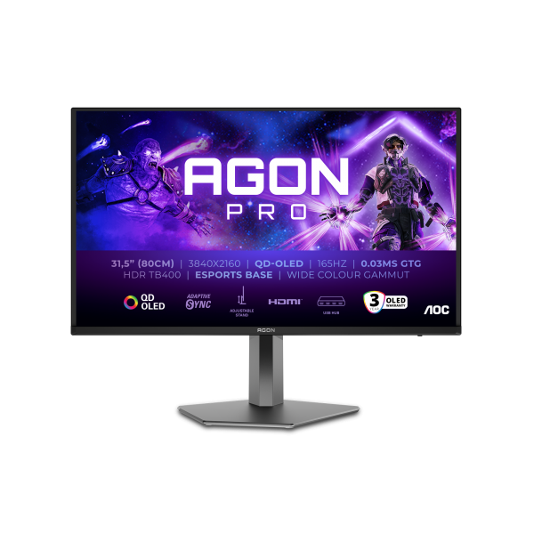 AOC AGON PRO AG326UD Monitor PC 80 cm (31.5") 3840 x 2160 Pixel 4K Ultra HD QD-OLED Nero - EUROBABYLON