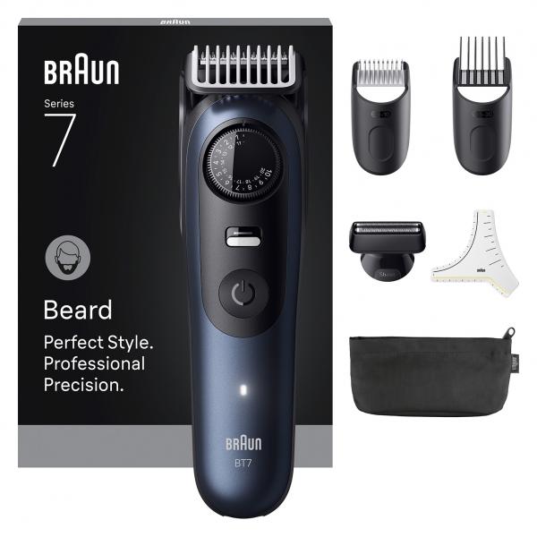Braun BeardTrimmer 7 BT7520 Batteria 40 2 cm Bagnato e secco Nero, Blu - EUROBABYLON
