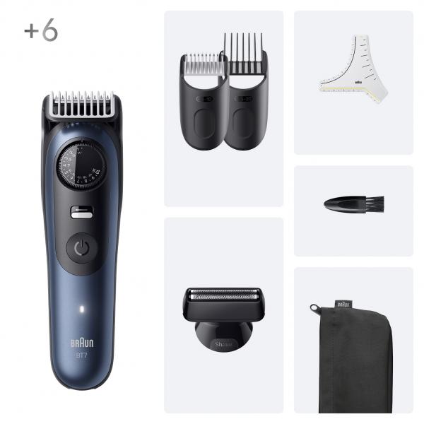Braun BeardTrimmer 7 BT7520 Batteria 40 2 cm Bagnato e secco Nero, Blu - EUROBABYLON