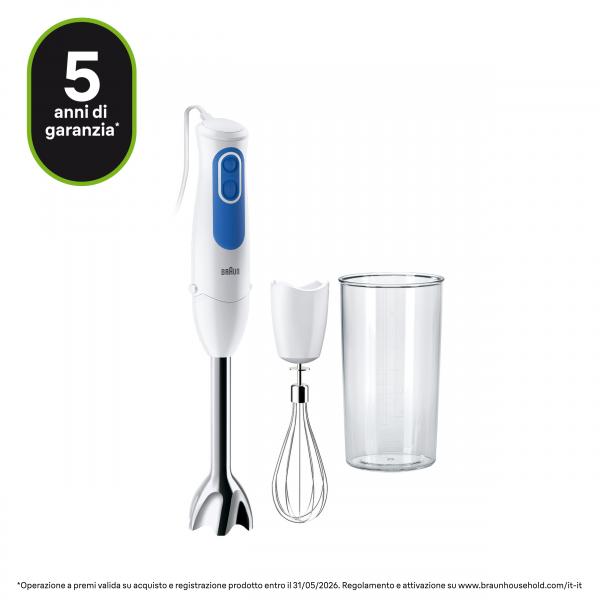 Braun Frullatore ad Immersione MQ3005WH 2 Velocità 700W Bianco/Blu - EUROBABYLON