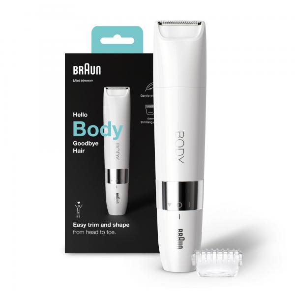 Braun Mini Rifinitore Corpo BS1000, Rifinitore Elettrico Corpo Uomo E Donna, Bianco - EUROBABYLON