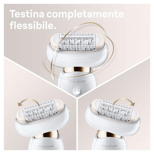 Braun Silk-épil 9 Flex 9-002 - Epilatore Elettrico Donna Bianco/Oro Con Testina Flessibile Per UnEpilazione Più Semplice - EUROBABYLON