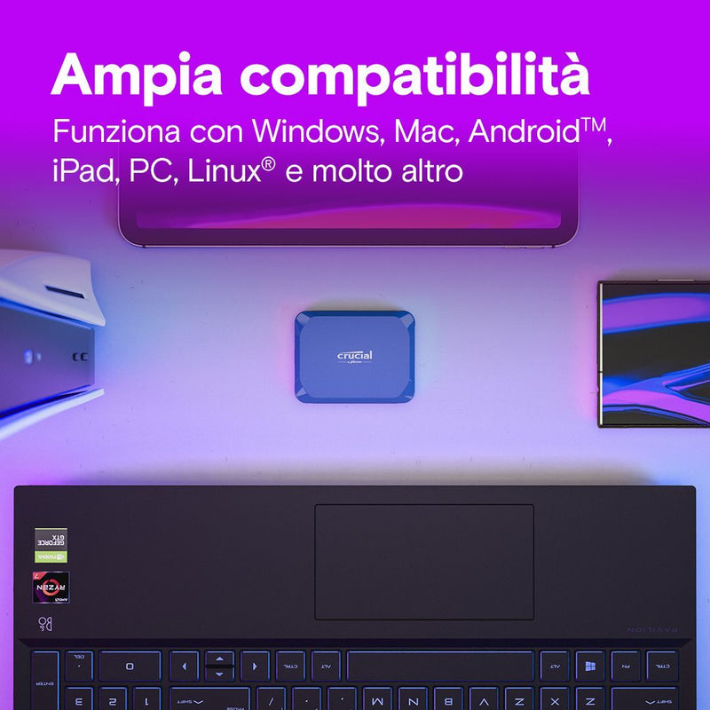 CRUCIAL X10 2TB PORTABLE SSD CRITTOGRAFATO - EUROBABYLON