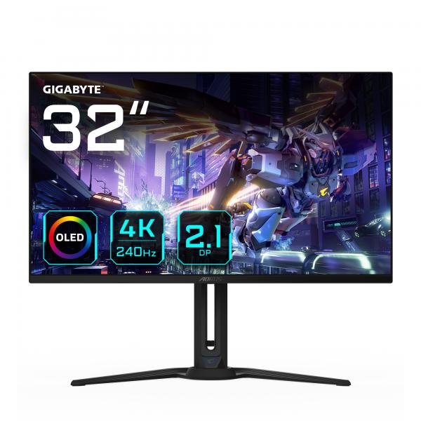 GIGABYTE Monitor da gioco OLED AORUS FO32U2P da 32 - 3840 x 2160 (UHD), 240Hz, 0,03ms, 250 cd/m, KVM, FreeSync Premium Pro, DisplayHDR True Black 400, DisplayPort 2.1 - EUROBABYLON