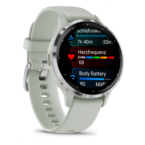Garmin Venu 3S 3,05 cm (1.2") AMOLED 41 mm Digitale 390 x 390 Pixel Touch screen Grigio, Argento Wi-Fi GPS (satellitare) - EUROBABYLON