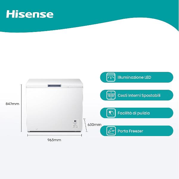 Hisense FC321D4AWLE congelatore Congelatore a pozzo Libera installazione 248 L E Bianco - EUROBABYLON