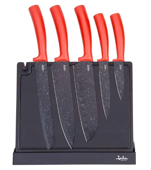 JATA SET OF 5 KNIVES AND KNIFE BOARD RED/BLACK HACC4502 - EUROBABYLON