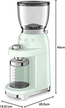 Macinacaffè Verde SMEG 50's Style 15 Livelli 150W - EUROBABYLON