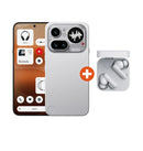 Nothing Phone (4a) Pro 12/256GB Dual-SIM silber Android 16 Smartphone + CMF Buds 2a Kabellose In-Ear Kopfhörer weiß - EUROBABYLON