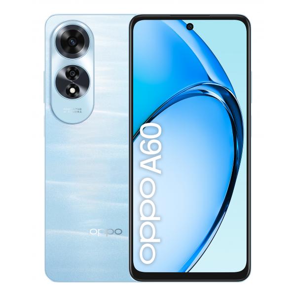 OPPO A60 Smartphone, AI Doppia Fotocamera 50+2MP, Selfie 8MP, Display 6.67 90HZ LCD HD+, 5000mAh, RAM 8(Esp4GB/6GB/8GB)+ROM 256GB (esp1TB), IP65, Ripple Blue - EUROBABYLON
