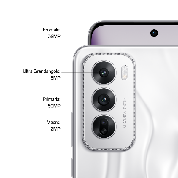 OPPO Reno12 5G AI Smartphone, Tripla fotocamera 50+8+2MP, Selfie 32MP, Display 6.7 120HZ AMOLED FHD+, 5000mAh, RAM 24 GB (12+12) + ROM 256GB, [Versione Italia], Astro Silver - EUROBABYLON