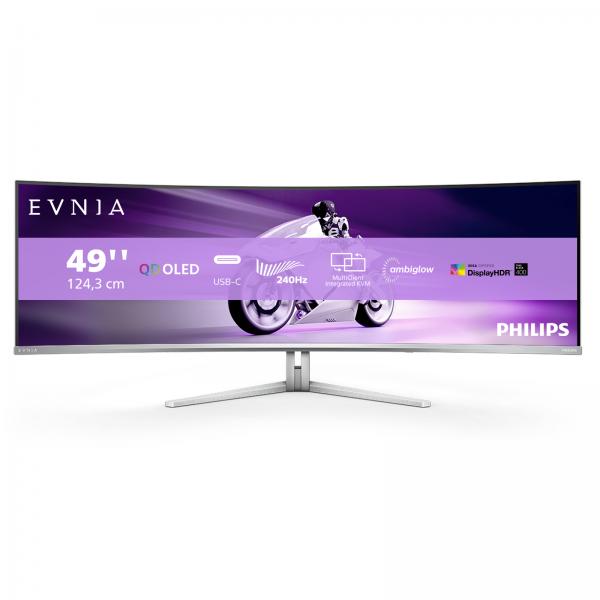 Philips Evnia 8000 49M2C8900/00 Monitor PC 124,2 cm (48.9") 5120 x 1440 Pixel Dual QHD QD-OLED Bianco - EUROBABYLON