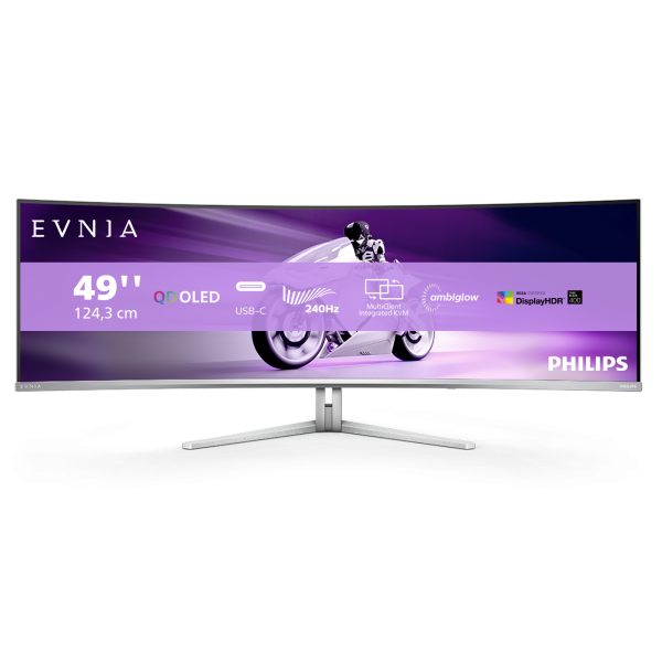Philips Evnia 8000 49M2C8900/00 Monitor PC 124,2 cm (48.9") 5120 x 1440 Pixel Dual QHD QD-OLED Bianco - EUROBABYLON