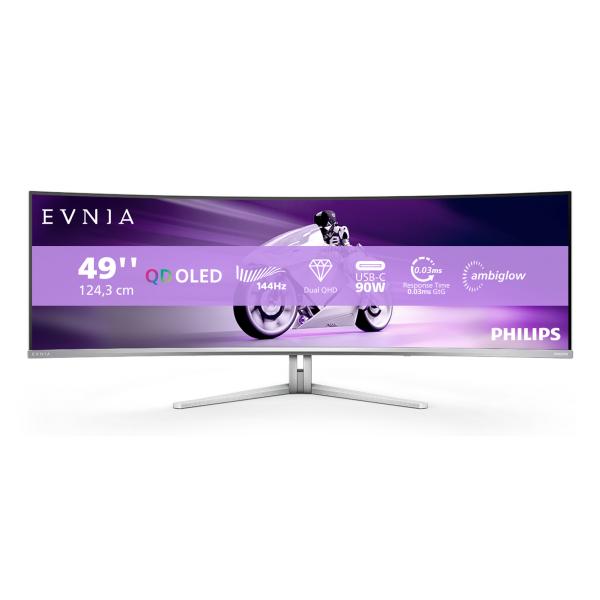 Philips Evnia 8000 49M2C8900L/00 Monitor PC 124,2 cm (48.9") 5120 x 1440 Pixel Dual QHD QD-OLED Bianco - EUROBABYLON