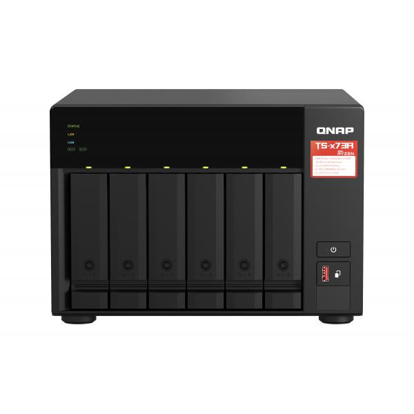 QNAP TS-673A NAS Tower Ryzen Embedded V1500B 8 GB DDR4 0 TB QNAP Turbo System Nero - EUROBABYLON