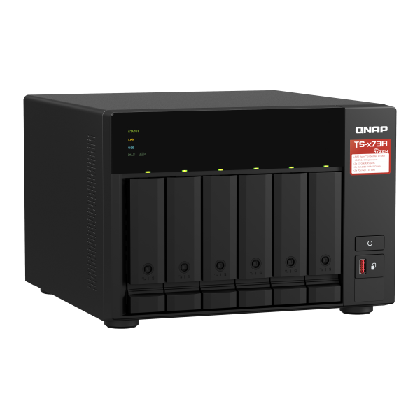 QNAP TS-673A NAS Tower Ryzen Embedded V1500B 8 GB DDR4 0 TB QNAP Turbo System Nero - EUROBABYLON