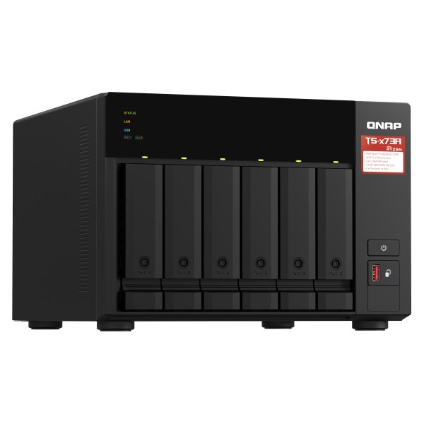 QNAP TS-673A NAS Tower Ryzen Embedded V1500B 8 GB DDR4 0 TB QNAP Turbo System Nero - EUROBABYLON