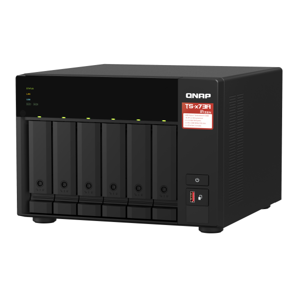 QNAP TS-673A NAS Tower Ryzen Embedded V1500B 8 GB DDR4 0 TB QNAP Turbo System Nero - EUROBABYLON