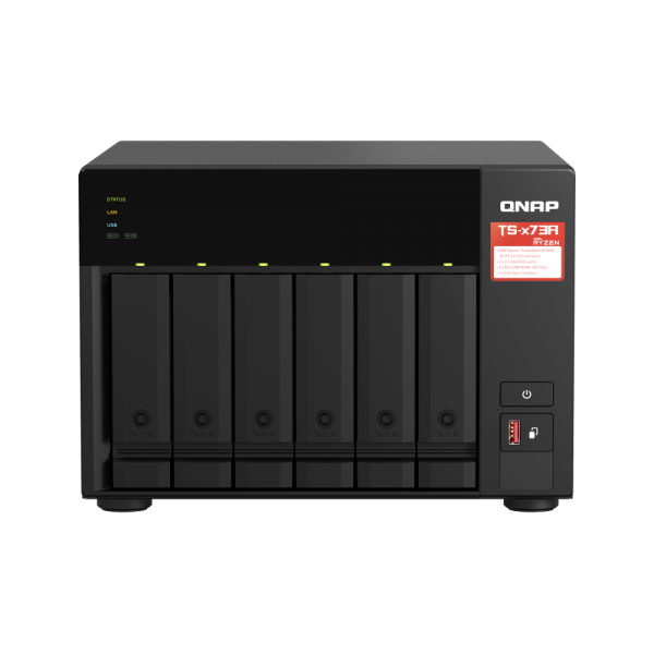 QNAP TS-673A NAS Tower Ryzen Embedded V1500B 8 GB DDR4 36 TB HDD QNAP Turbo System Antracite - EUROBABYLON