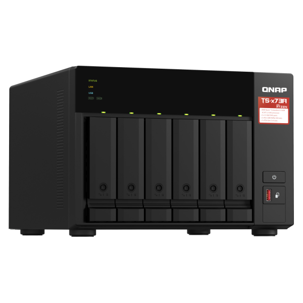 QNAP TS-673A NAS Tower Ryzen Embedded V1500B 8 GB DDR4 36 TB HDD QNAP Turbo System Antracite - EUROBABYLON