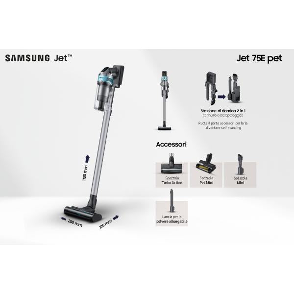 Samsung Aspirapolvere SenzaFilo Jet 75 VS20B75AGR1 200w Silver - EUROBABYLON